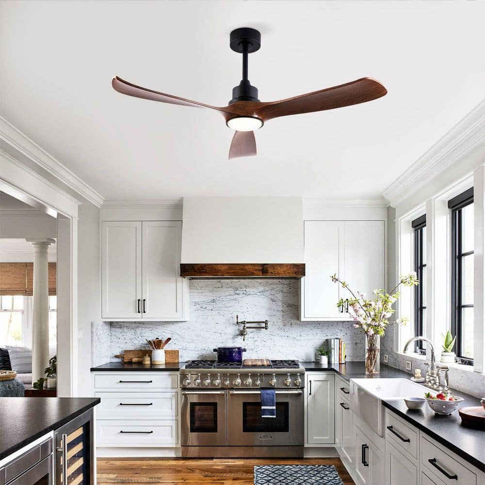 52 in. Indoor Black Downrod Mount Standard Ceiling Fan with 3 ABS Blades, Dimmable, Reversible DC Motor with Remote price history on PriceWatchPro