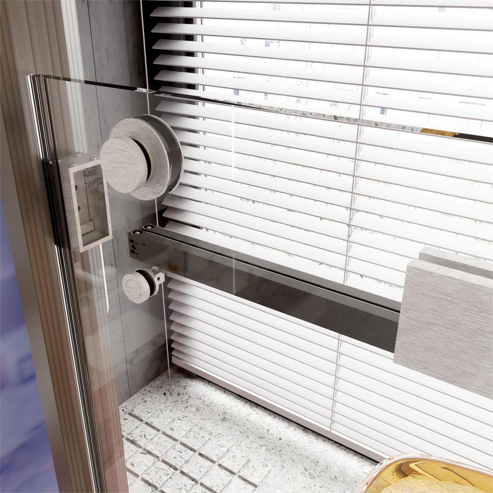 60" W x 76" H Brushed Nickel Frameless Sliding Shower Door
