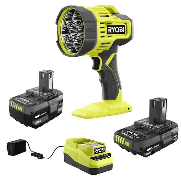 ONE+ 18V Lithium-Ion Kit with 2.0 Ah and 4.0 Ah Batteries, Charger, and ONE+ 18V Cordless LED Spotlight