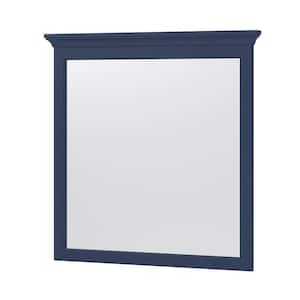 Lawson 32 in. W x 32 in. H Large Square Wood Framed Flush Mount Bathroom Vanity Mirror in Agean Blue