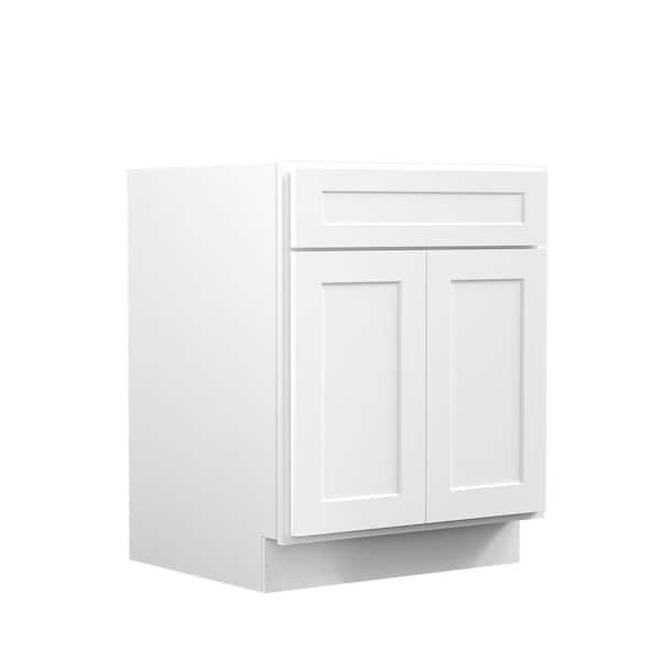 Hausvita 27 in. W x 24 in. D x 34.5 in. H Ready to Assemble Plywood Base Kitchen Cabinet in Shaker White