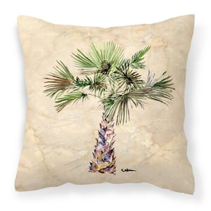 14 in. x 14 in. Multi-Color Lumbar Outdoor Throw Pillow Palm Tree