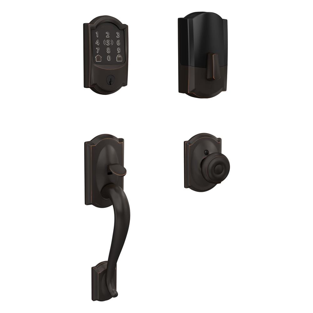 Schlage Camelot Aged Bronze Encode Plus Smart WiFi Deadbolt and ...