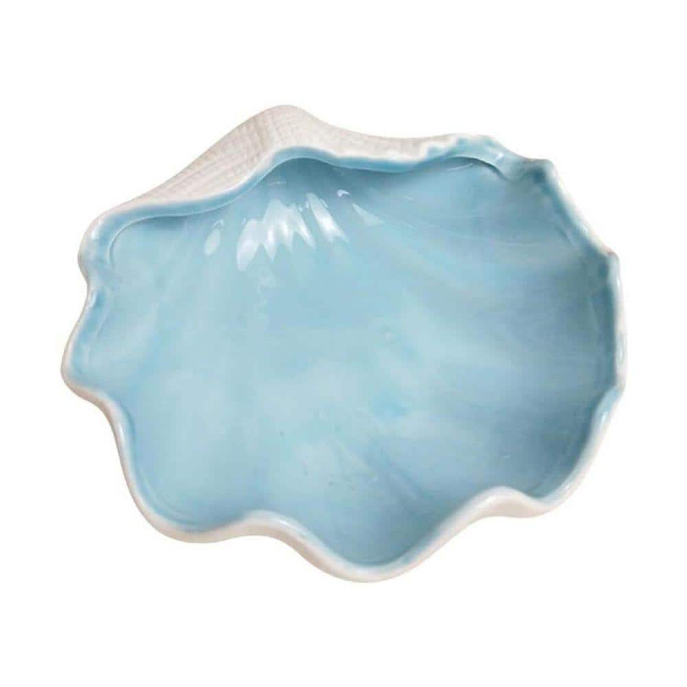 Garneck Shell Blue Irregular Ceramic 7 in. Garneck Shell Decorative Bowl HD8C56G3LT ...