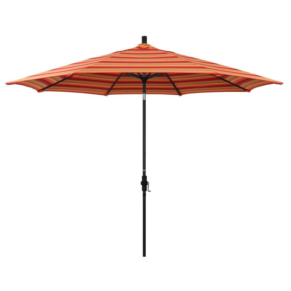 11 ft. Black Aluminum Market Patio Umbrella with Aluminum Ribs Collar Tilt Crank Lift in Astoria Sunset Sunbrella price history on PriceWatchPro