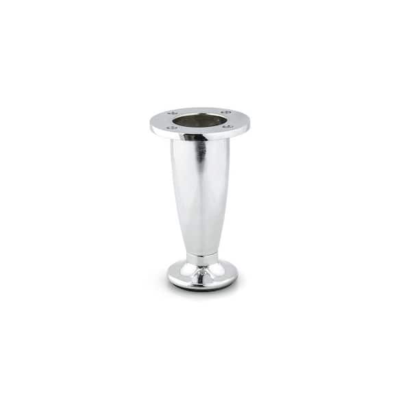 Richelieu Hardware 4 in. (102 mm) Chrome Metal Round Contemporary Furniture Leg with Leveling Glide