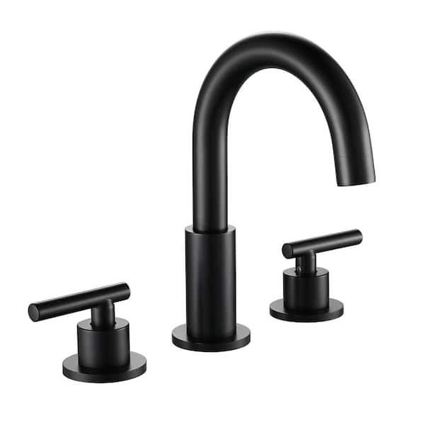 Unbranded 8 in. Widespread 2-Handle Bathroom Faucet in Matte Black