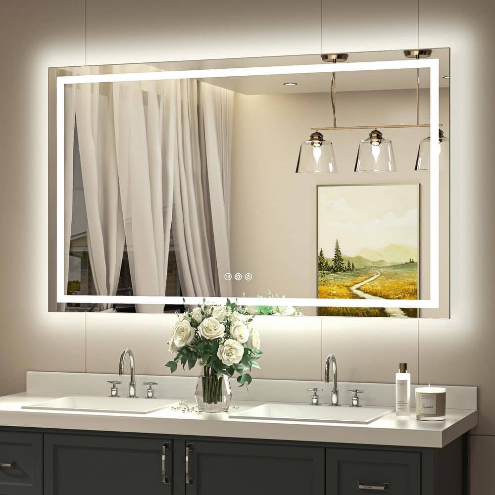 Reviews for KeonJinn 48 in. W x 30 in. H Rectangular Frameless LED ...