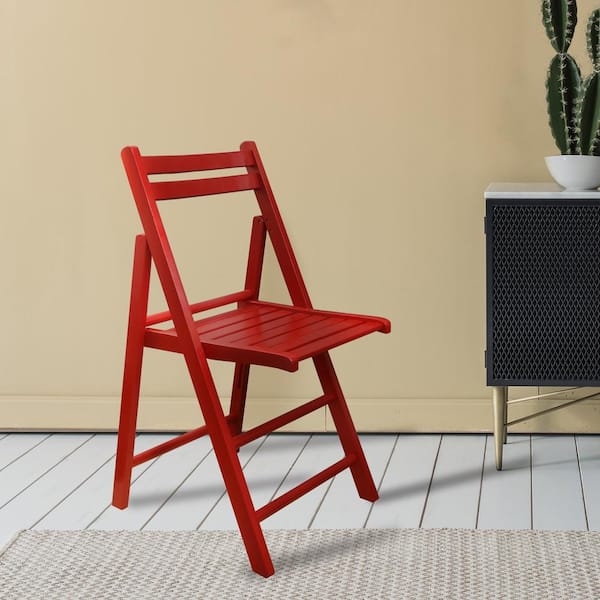 Casual Home Red Wooden Folding Chairs 2-Pcs Set 703-035 - The Home