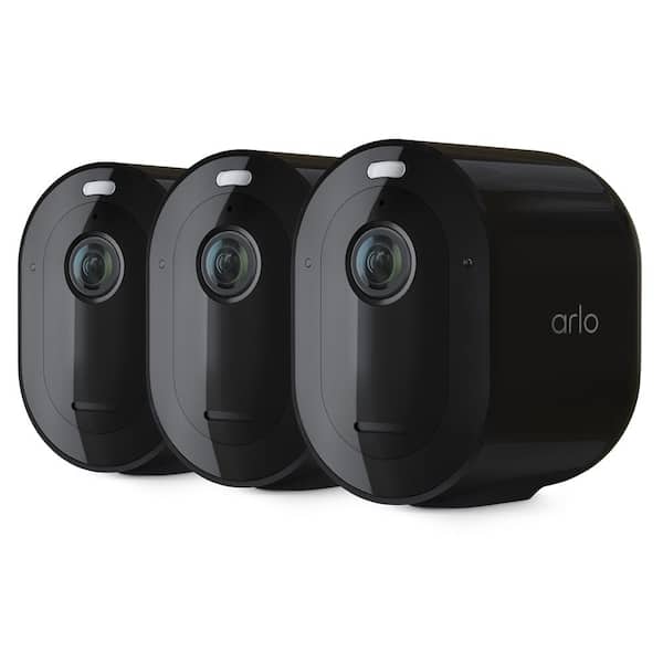 Arlo Pro 4 Spotlight Camera - Wireless Security, 2K Video and HDR, Color Night Vision, 2-Way Audio, 3 Pack, Black