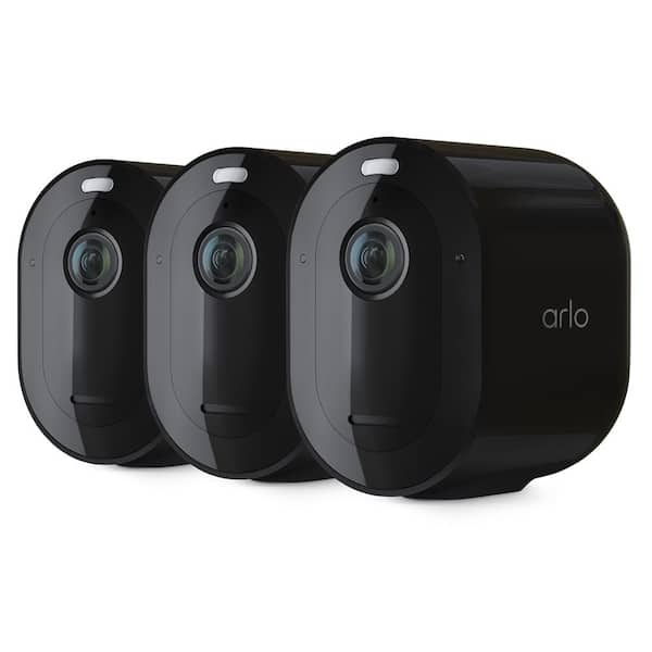 Arlo 4 Spotlight Camera - Wireless Security, 2K Video and HDR, Color Night Vision, 2-Way Audio, 3 Pack, Black VMC4350B-100NAS - The Home Depot