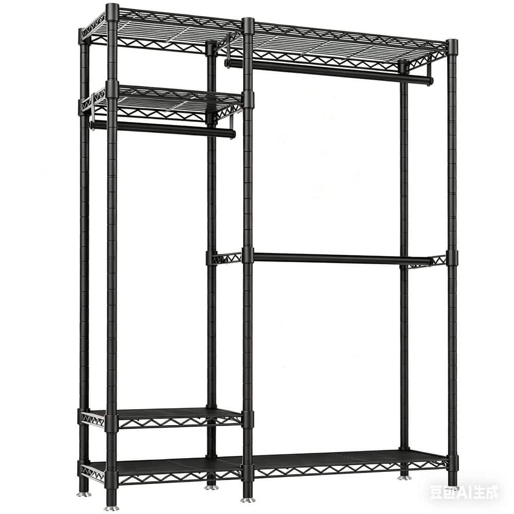 45 in. W x 76 in. H Portable Adjustable Wire Metal Clothes Rack with Adjustable Wire Shelves and Clothes Rails, Black price history on PriceWatchPro