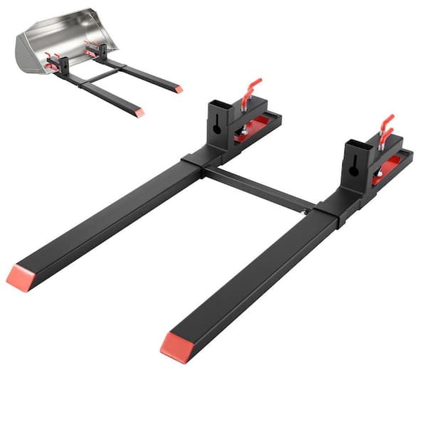 Pallet Forks, 4000 lbs. Clamp on Pallet Forks, 60-In. Total Length Heavy-Duty Tractor Fork, for Skid Steer, Black