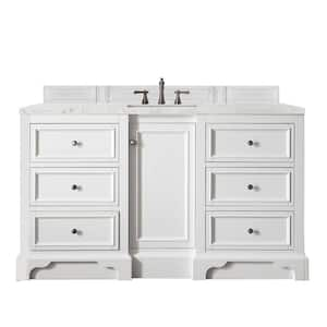 De Soto 61.3 in. W x 23.5 in. D x 36.3 in. H Bathroom Vanity in Bright White with Eternal Jasmine Pearl Quartz Top