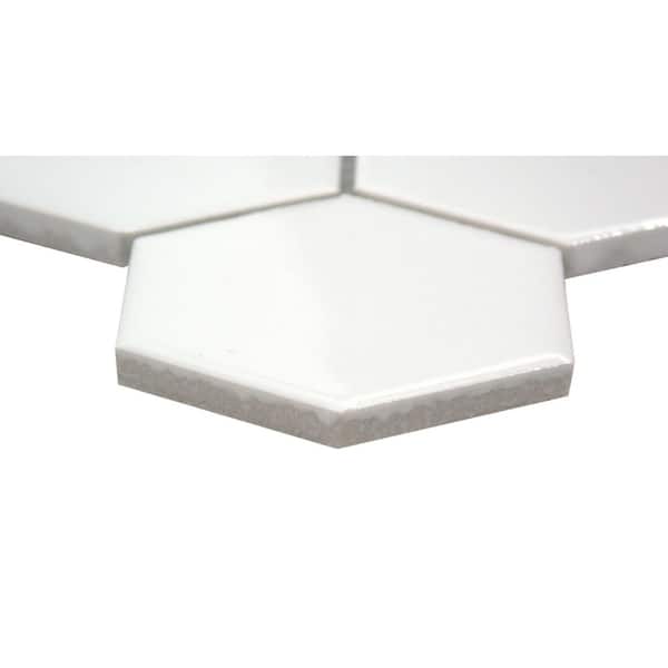 Savvy White 11 in. x 12 in. Hexagon Glossy Porcelain Mosaic Floor and Wall Tile (0.937 sq. ft./Case, 1 pc)