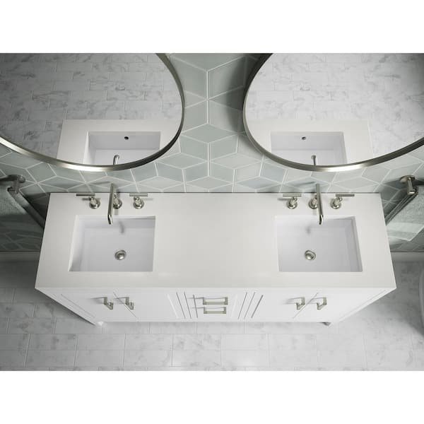 KOHLER Seer 60.12in. Double Sink Freestanding White Bath Vanity with White Quartz Top Assembled