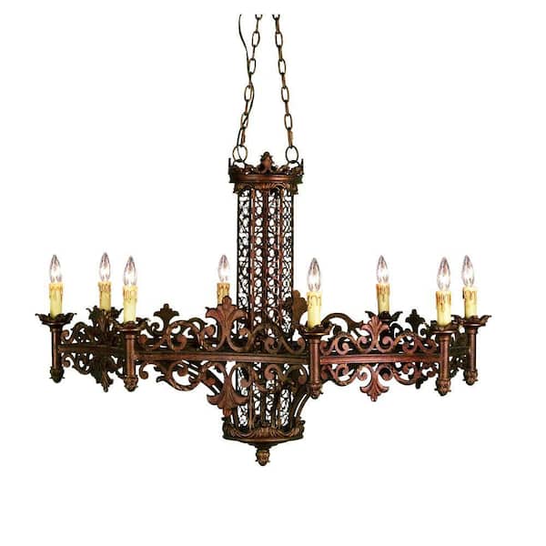 Eurofase Modesa Collection 8-Light Rustic Bronze Hanging Chandelier