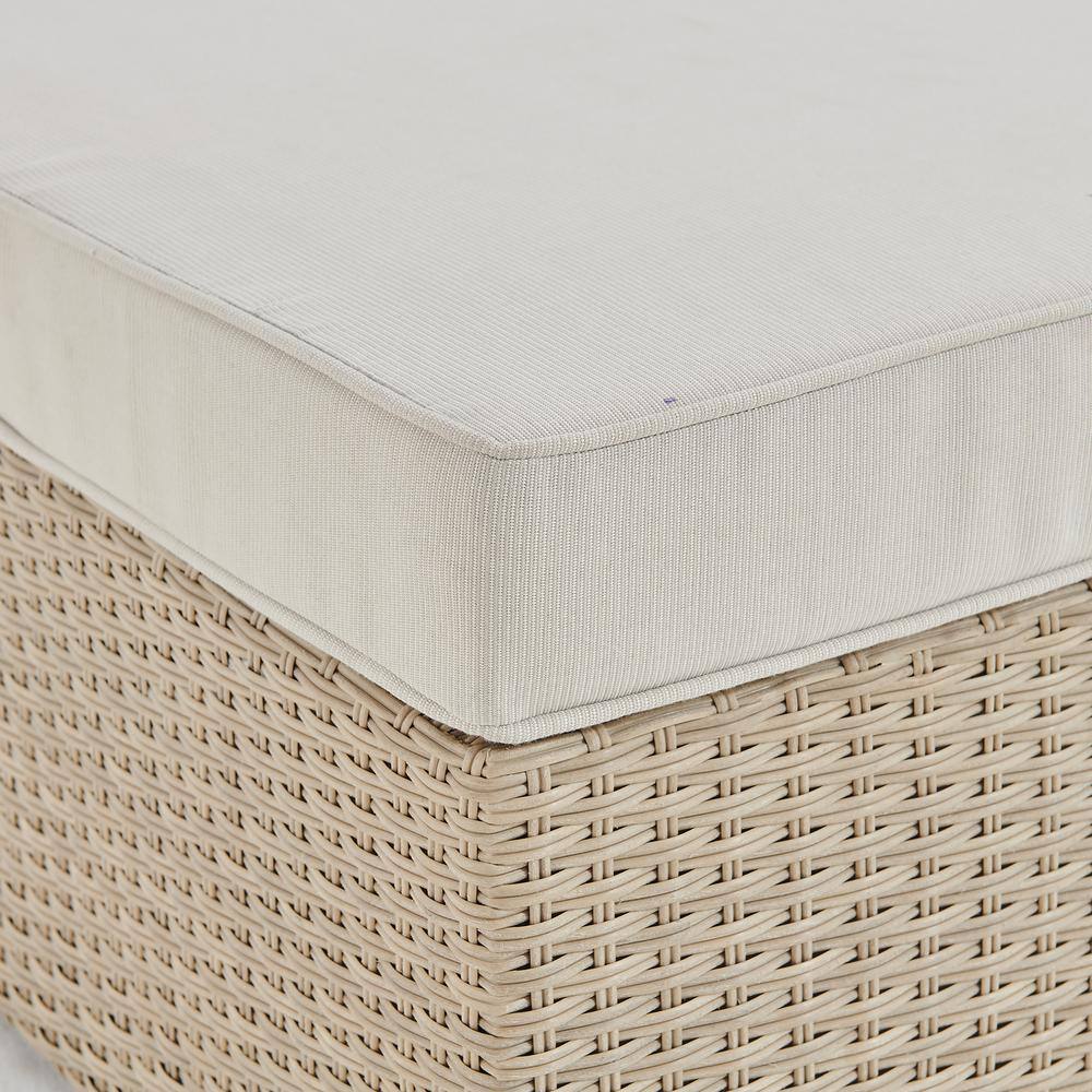 Canaan 26" Square All-Weather Wicker Outdoor Ottoman with Cushion