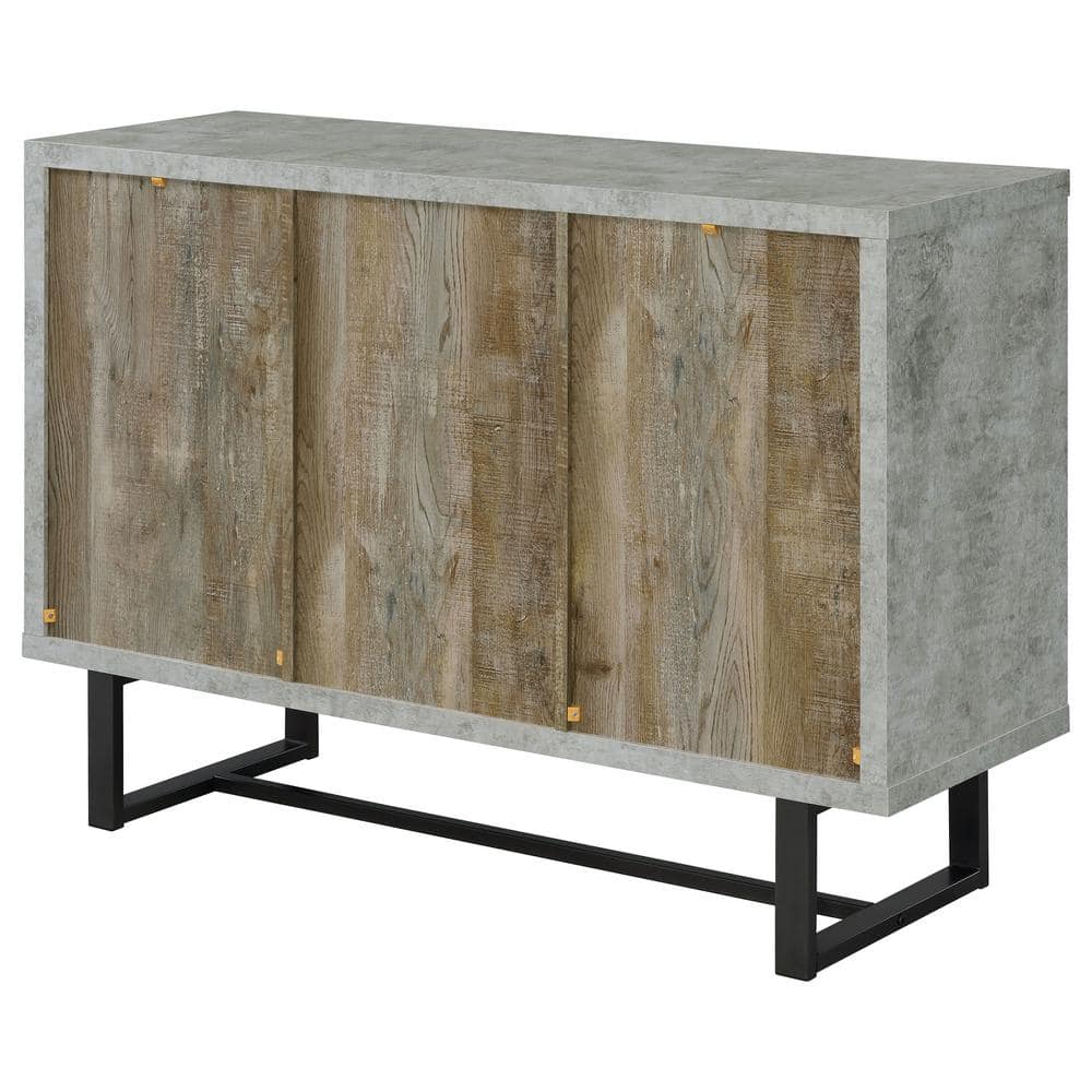 Gray and Weathered Oak 3-Drawer Accent Cabinet with Adjustable Shelving