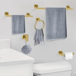 6-Piece Bath Hardware Set Bathroom Towel Rack Set with 2 Towel Bars/Racks Hand Towel Holder in Gold