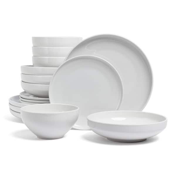 Coupe 16-Piece Glossy White Hand-Finished Porcelain Dinnerware Set, Service for 4