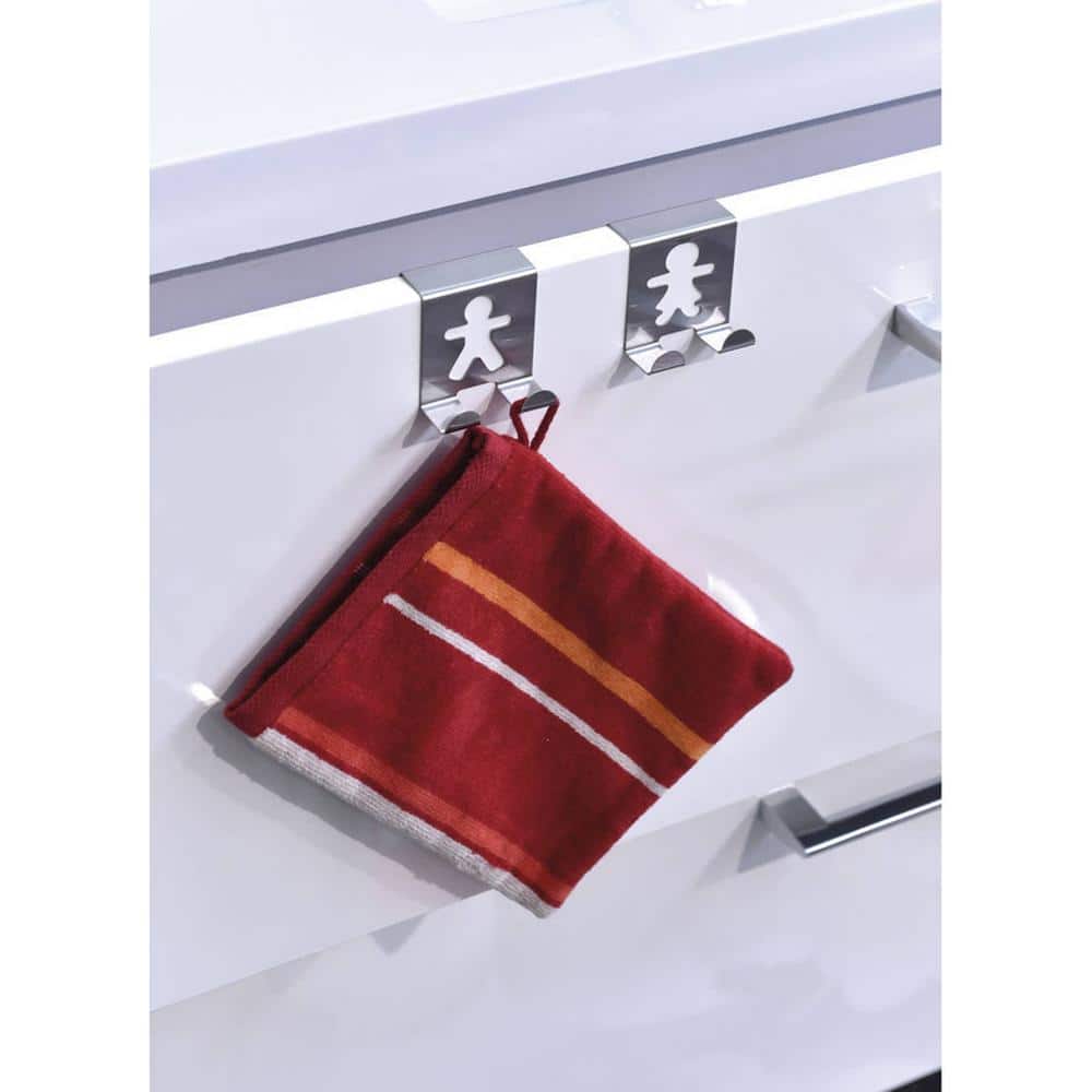 Stainless Steel Silver Over Cabinet Door Hooks Set