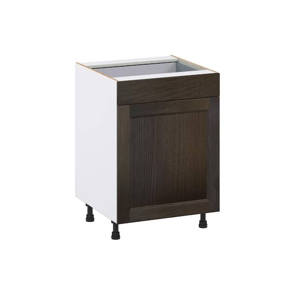 J COLLECTION Georgetown 24 in. W x 24 in. D x 34.5 in. H Assembled Triple Trash Can Kitchen Cabinet in Chestnut with Drawer