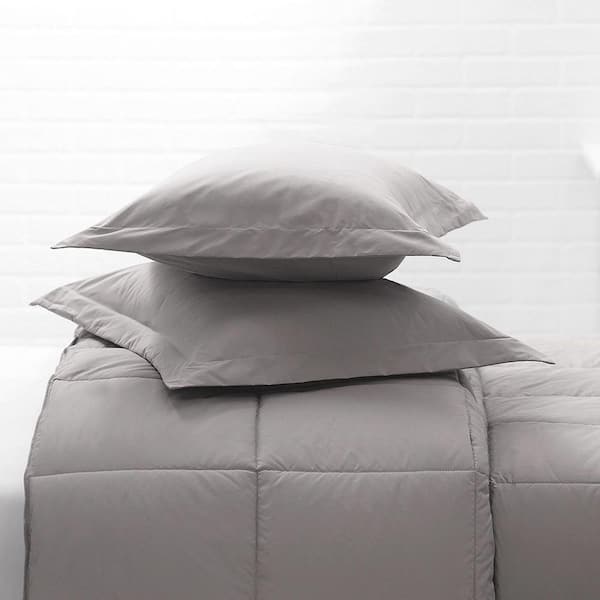 Allied Home Set of 2 Soft Touch Cotton Twill Gray Standard Pillow Shams