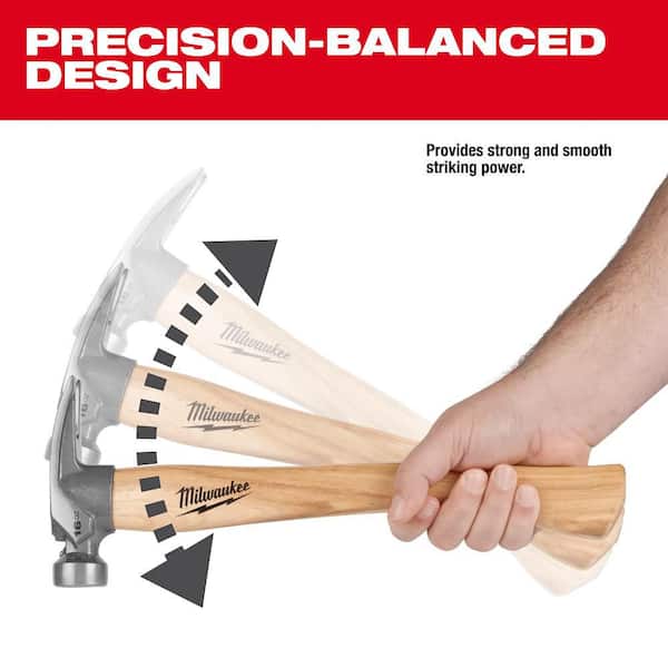 Milwaukee 16 oz. Smooth Face Hickory Handle Hammer 48-22-9517