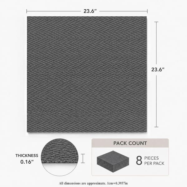 XRAMFY 0.14 in. x 2 ft. x 2 ft. Dark Gray Composite Square Edge 3D