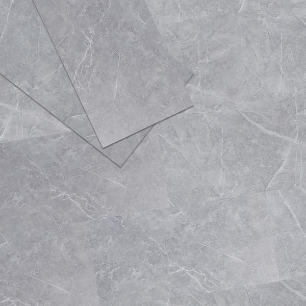 6 MIL x 12 in. W x 24 in. L Peel and Stick Flooring Tile, Water Resistant Vinyl Tile Flooring, Gray (60 sq. ft./box)