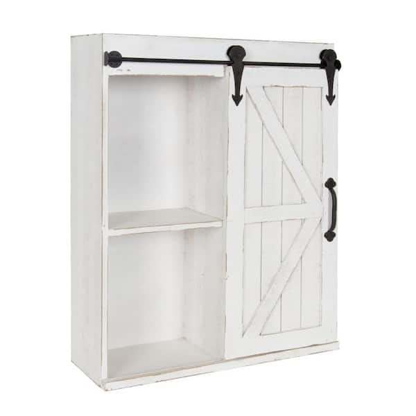 Modern Storage Cabinet with Barn Door Kate and Laurel Skylan Decorative Farmhouse 1-Door Wall Cabinet 22 x 28 White