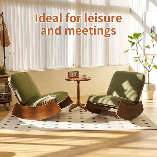 35.4 in. Green Upholstered Glider Rocking Chair with Solid Wood Frame Nursery Chair with Smooth Motion