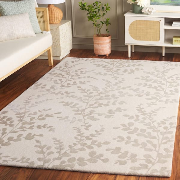 Glamour 6 ft. x 6 ft. Ivory/Beige Oversized Botanical square Area Rug