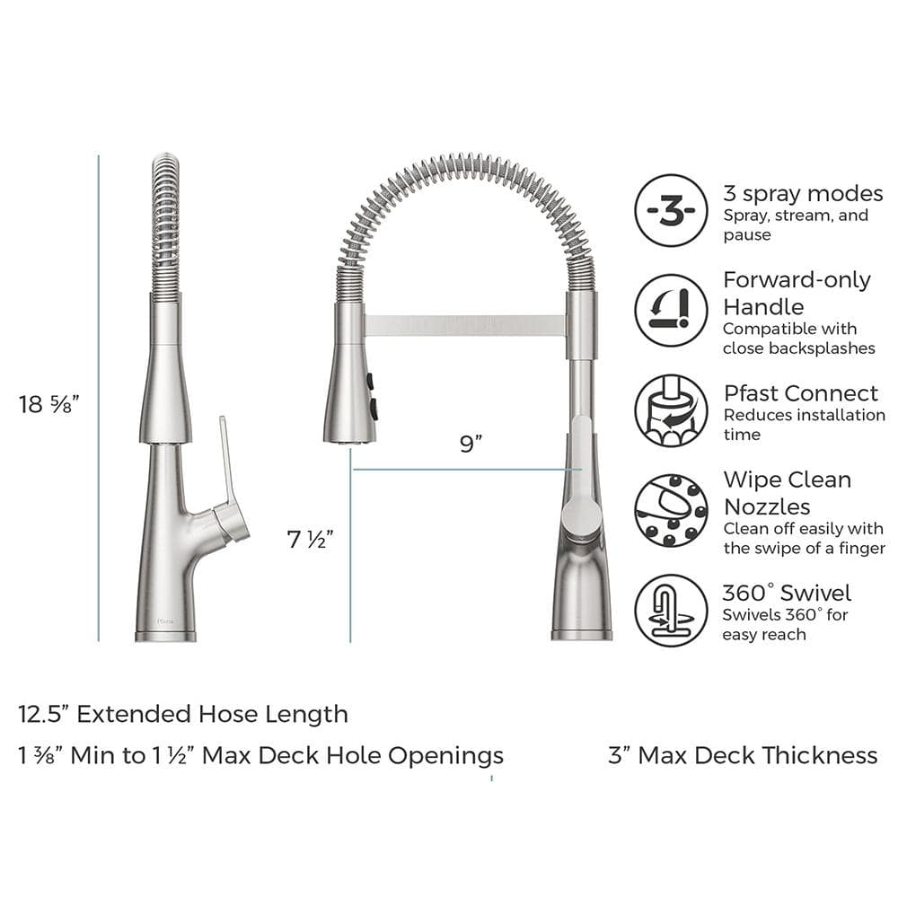Stainless Steel Pull-Down Single Handle Kitchen Faucet