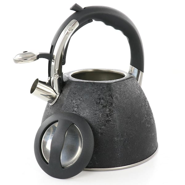 Rorence 3.5-Quart Stainless Steel Whistling Tea Kettle - Black