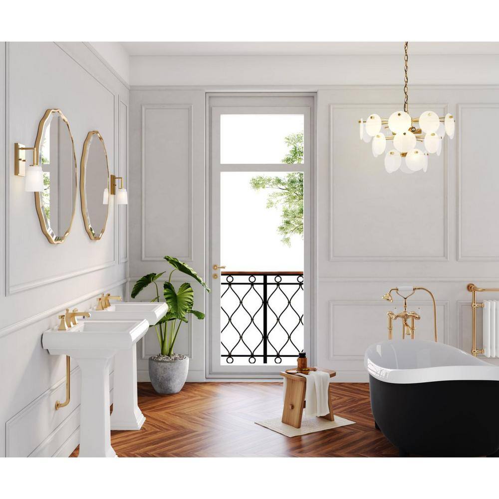 Brushed Gold and Opal Glass Industrial Vanity Light