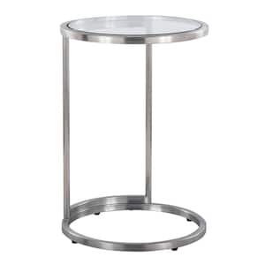 Round Zenn 16 in. Stainless Steel Metal and Clear Glass End Table