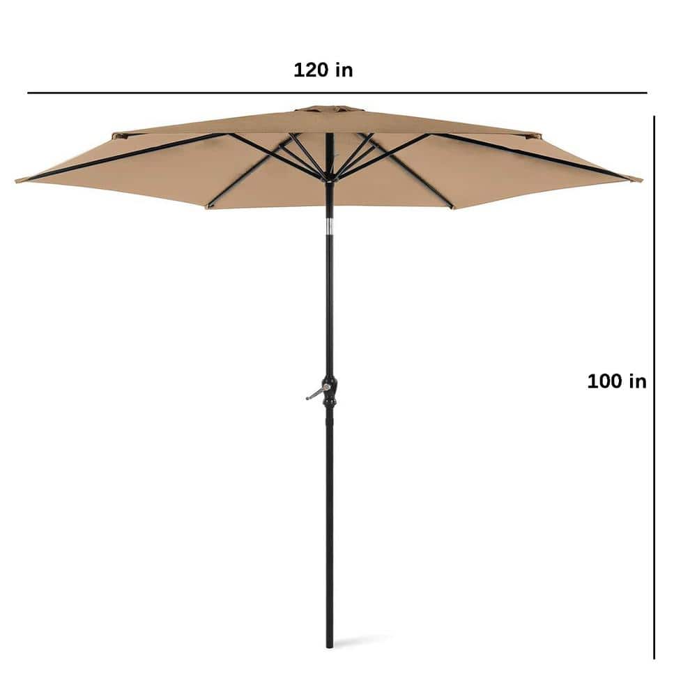 Sunset Bliss 10ft Tan Outdoor Market Patio Umbrella with Steel Frame