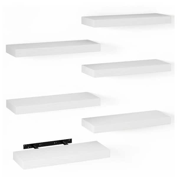 15.7 in. W x 5.5 in. D White Floating Shelves Set of 6 Decorative Wall Shelf