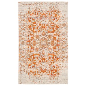 Madison Orange/Ivory Doormat 3 ft. x 5 ft. Geometric Area Rug