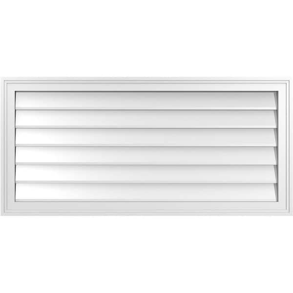 Ekena Millwork 42 in. x 20 in. Vertical Surface Mount PVC Gable Vent: Decorative with Brickmould Frame