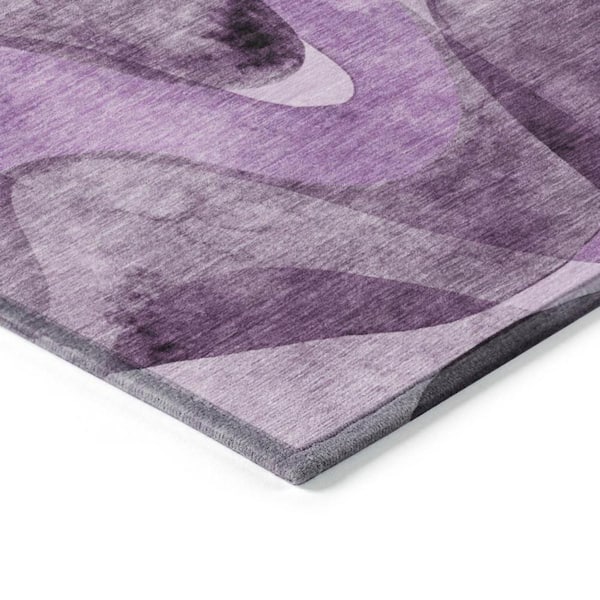 Purple 2 ft. x 3 ft. Woven Abstract Polyester Rectangle Indoor/Outdoor Area Rug