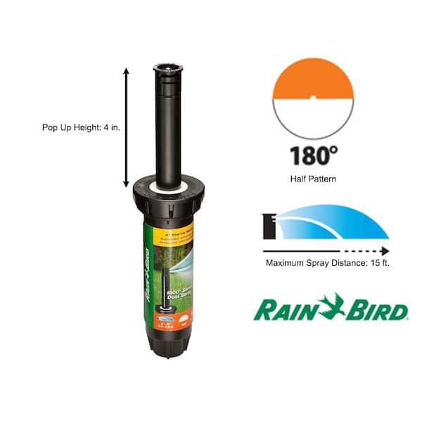 1800 Series 4 in. Pop-Up Dual Spray Sprinkler, Half Circle Pattern, Adjustable 8-15 ft.