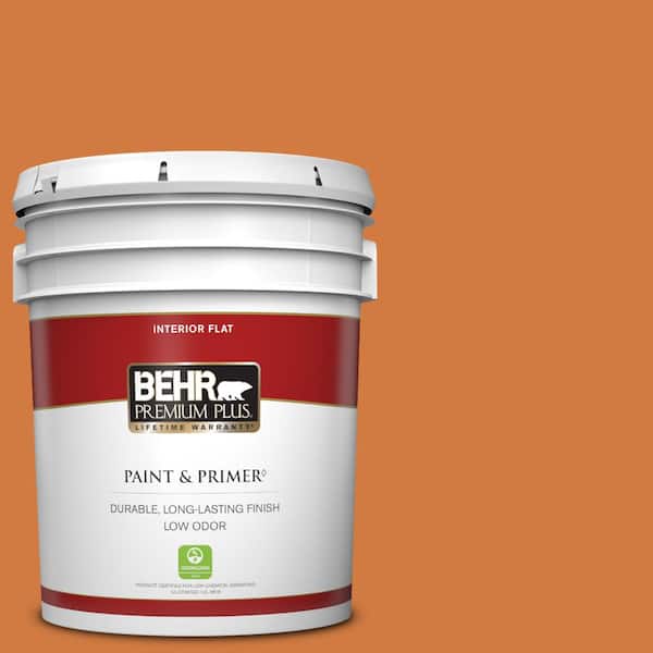 BEHR PREMIUM PLUS 5 gal. #250D-6 Maple Leaf Flat Low Odor Interior Paint & Primer