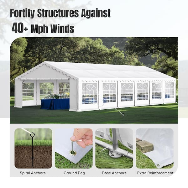 PHI VILLA 20 ft. x 40 ft. Large Outdoor Canopy Wedding Party Tent in White with Removable Side Walls THD GA107 W The Home Depot