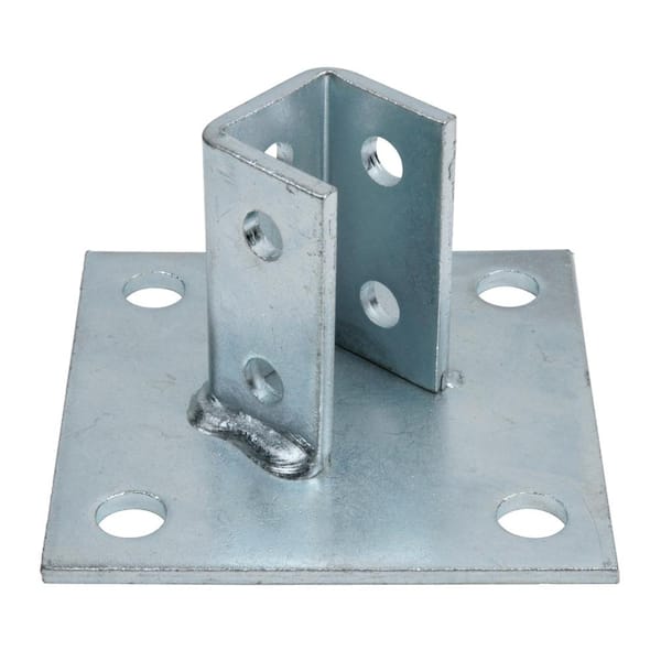 Superstrut 6 in. x 6 in. Steel Square Post Base Connector - Strut Fitting - Silver Galvanized