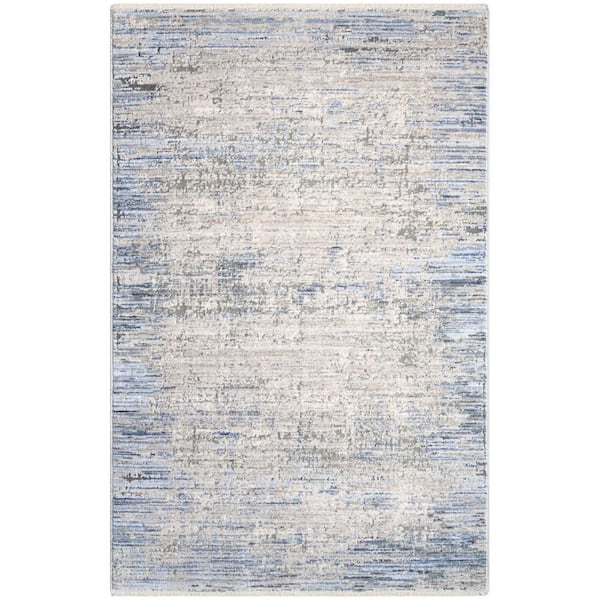 Nourison Abstract Hues Blue Grey 3 ft. x 4 ft. Abstract Contemporary Area Rug