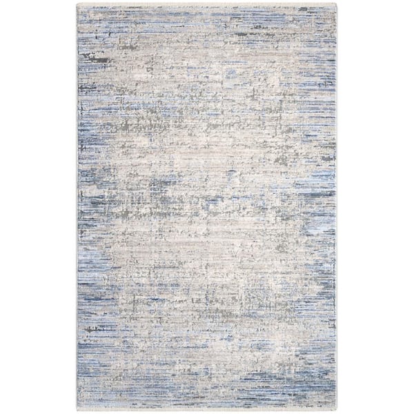 Nourison Abstract Hues Blue doormat 3 ft. x 4 ft. Abstract Contemporary Area Rug