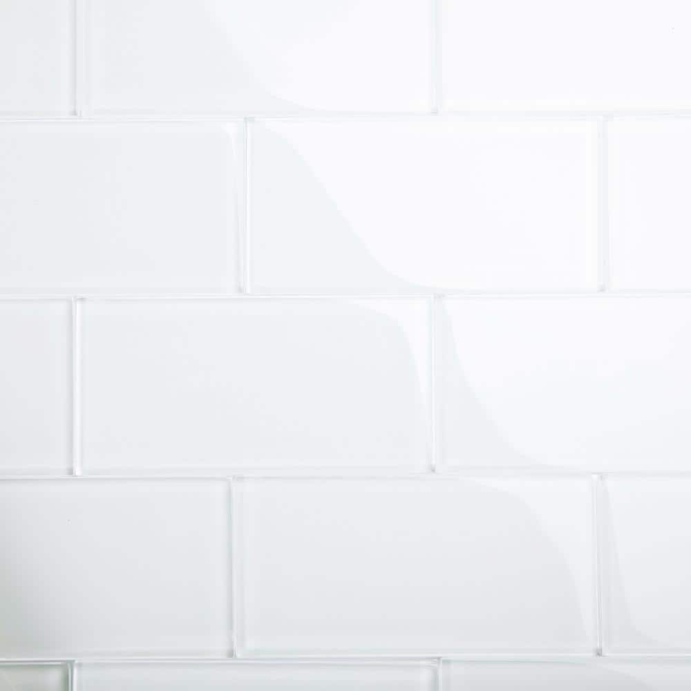 Bright White 6" x 12" Glossy Glass Subway Tile